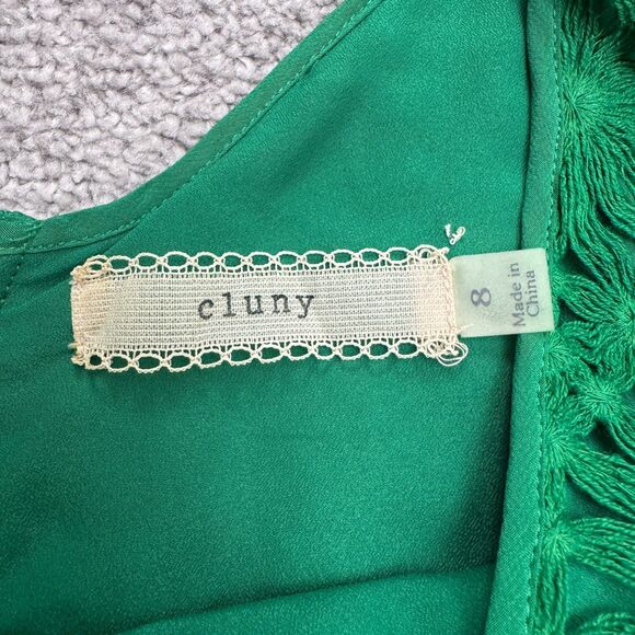 Cluny Anthropologie Crochet Lace Shift Dress Womens 8 Green Scoop Neck Cotton - Picture 6 of 12